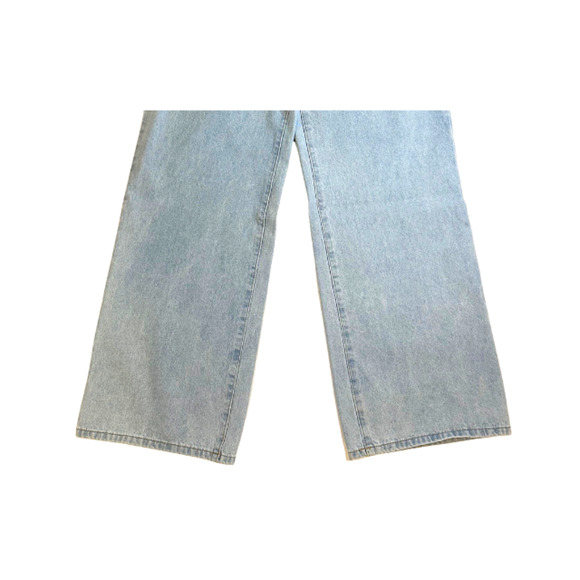 Edikted Raelynn Jeans Wide Leg 100% Cotton Light Blue Denim Women’s Size Large - Picture 3 of 9